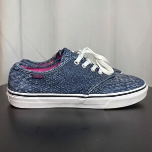 Vans Denim Sneakers Low‎ Top Casual Shoes Pink Accent Women's 9.5